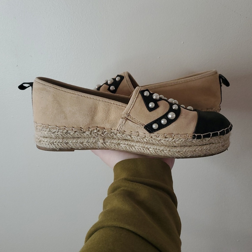 Sam Edelman Celton Moccasins Size 8.5 Pearl Design Cap Toe Espadrille - Picture 3 of 13
